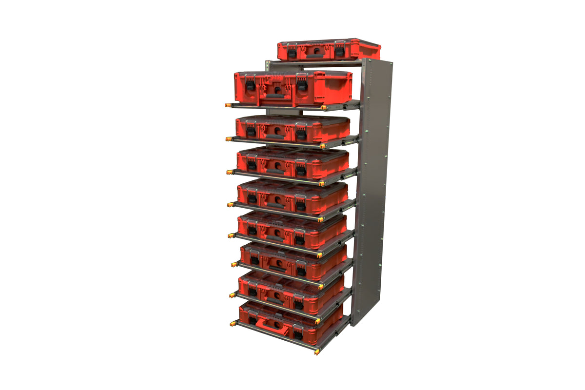 60" Van Rack, Sliding Shelf, works with Milwaukee Packout.