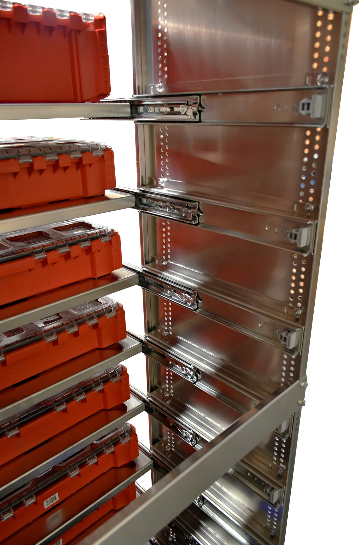 60" Van Rack, Sliding Shelf, works with Milwaukee Packout.