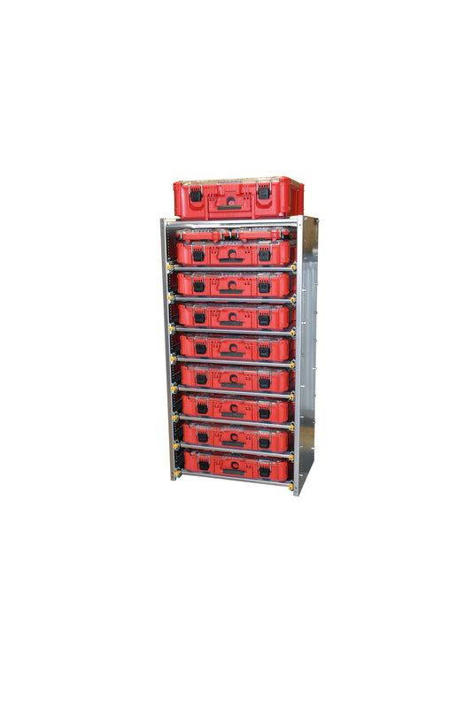 48" Van Rack, Sliding Shelf, works with Milwaukee Packout.